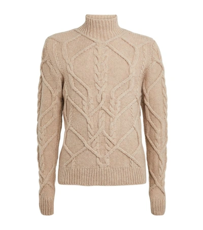 Dries Van Noten Men's Tibeau Cable Wool Mock-neck Sweater In Natural