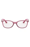 Ray Ban Kids' 49mm Rectangular Optical Glasses In Transparent Red