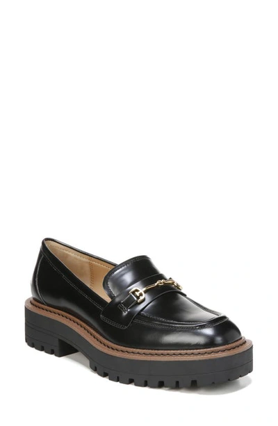 Sam Edelman Laurs Lug Sole Loafer In Black Box Leather