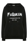 Alexander Mcqueen Cotton Mcqueen Graffiti Hoodie In Black/ White