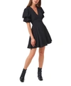 1.state Puff Sleeve Tiered Short Dress In Rich Black