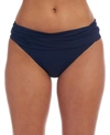 La Blanca Island Goddess Shirred Bikini Bottom In Indigo