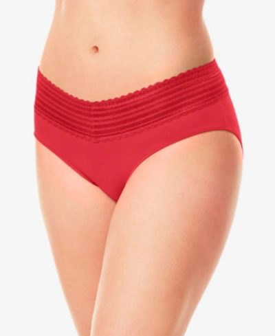 Warner's Warners No Pinching, No Problems Dig-free Comfort Waist With Lace Microfiber Hipster 5609j In Classic Red