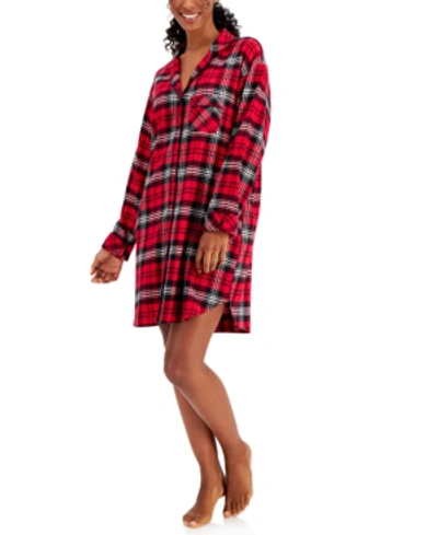 Charter Club Cotton Plaid Flannel Nightshirt, Created For Macy's In Classic Plaid