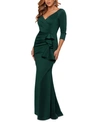 Xscape Pleated Ruffled Gown In Hunter
