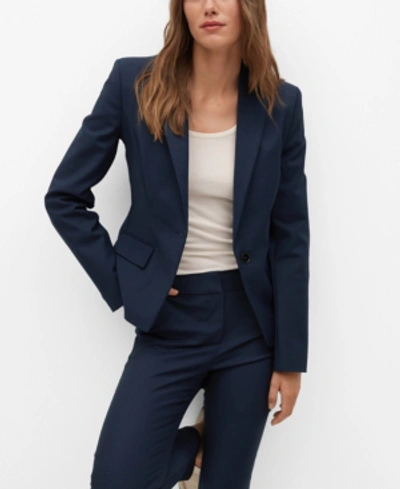 Mango Women's Structured Suit Blazer In Dark Navy | ModeSens