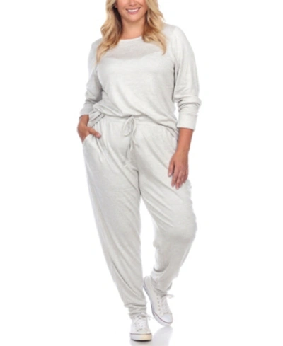 White Mark Women's Plus Size 2pc Loungewear Set In Grey