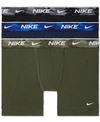 Nike Dri-fit Everyday Assorted 3-pack Performance Boxer Briefs In Olive/navy/grey