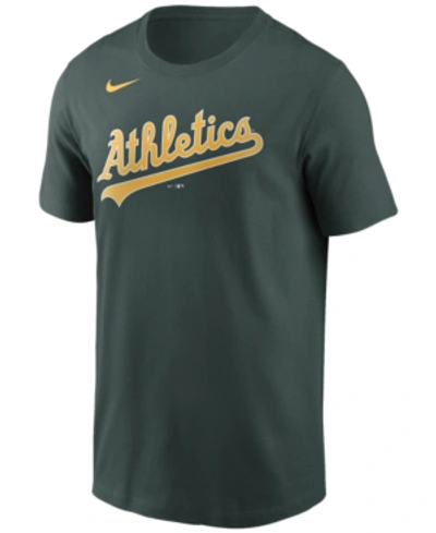 Nike Oakland Athletics Men's Swoosh Wordmark T-shirt In Green