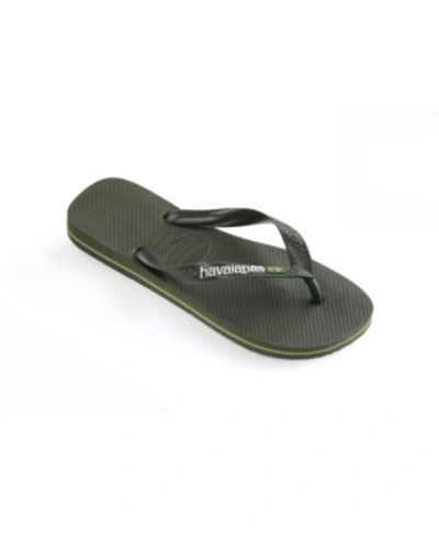 Havaianas Men's Brazil Logo Flip-flop Sandals In Olive Green