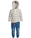 FIRST IMPRESSIONS BABY BOYS 2-PC. STRIPED HOODED TOP & PANTS SET, CREATED FOR MACY'S