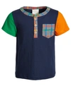 FIRST IMPRESSIONS BABY BOYS PLAID POCKET HENLEY T-SHIRT, CREATED FOR MACY'S