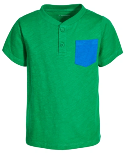 First Impressions Kids' Toddler Boys Pocket Cotton Henley T-shirt, Created For Macy's In Bright Pine