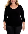 Aveto Trendy Plus Size Mock Neck Long-sleeve Top In Black Beauty