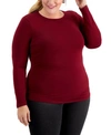 Aveto Plus Size Crewneck Top In Cabernet