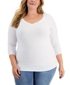 Aveto Plus Size V-neck Top In Bright White