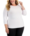 Aveto Trendy Plus Size Mock Neck Long-sleeve Top In Bright White
