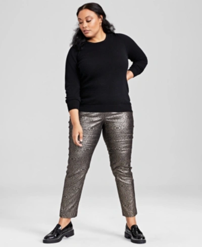 Charter Club Plus Size 100% Cashmere Crewneck Sweater, Created For Macy's In Classic Black