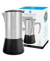 Grosche Milano Steel Stainless Steel Stovetop Espresso Maker Moka Pot 10 Espresso Cup Size 16.9 oz In Brushed