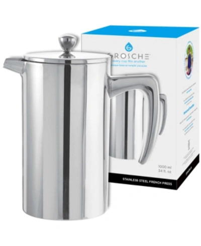 Grosche Dublin Stainless Steel Double Wall Insulated French Press, 34 Fl oz Capacity In Silver-tone