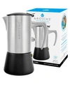 Grosche Milano Steel Stainless Steel Stovetop Espresso Maker Moka Pot 10 Espresso Cup Size 20 oz In Brushed