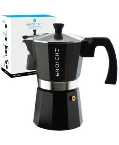 Grosche Milano Stovetop Espresso Maker Moka Pot 6 Espresso Cup Size 9.3 oz In Black