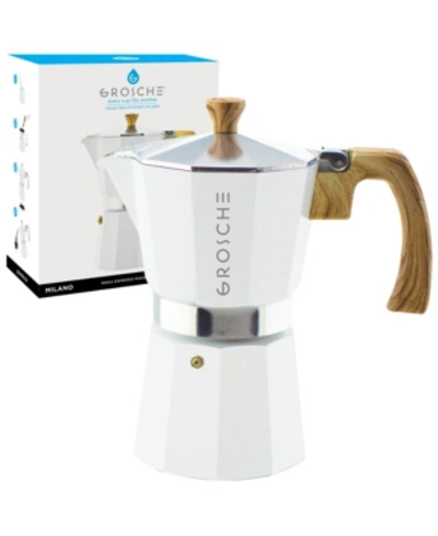 Grosche Milano Stovetop Espresso Maker Moka Pot 6 Espresso Cup Size 9.3 oz In White