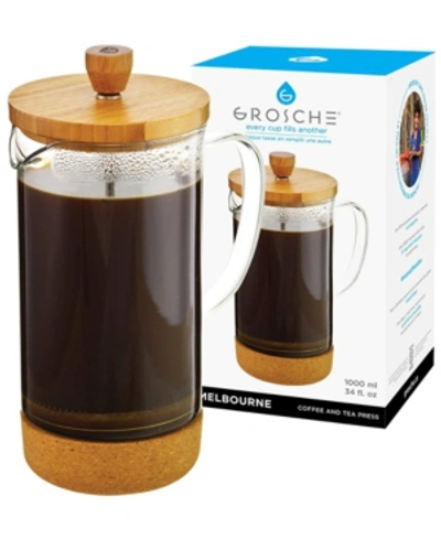 Grosche Melbourne French Press Coffee Maker With Bamboo Cork, 34 Fl oz Capacity In Clear