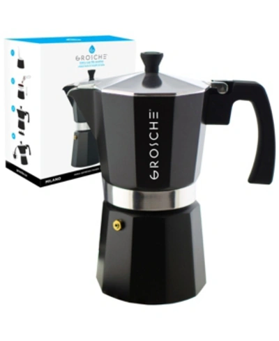 Grosche Milano Stovetop Espresso Maker Moka Pot 9 Espresso Cup Size 15.2 oz In Black