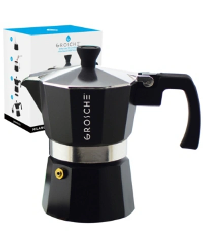 Grosche Milano Stovetop Espresso Maker Moka Pot 3 Espresso Cup Size 5 oz In Black