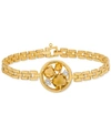 MACY'S CITRINE (3-1/5 CT. T.W.) & WHITE TOPAZ (1/8 CT. T.W.) PANTHER LINK BRACELET IN 14K GOLD-PLATED STERL