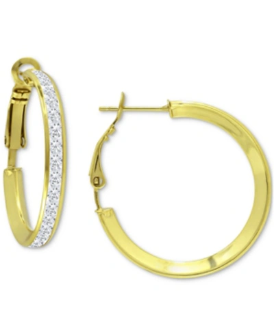 Giani Bernini Cubic Zirconia Medium Hoop Earrings, 1", Created For Macy's In Gold Over Silver