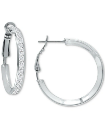 Giani Bernini Cubic Zirconia Medium Hoop Earrings, 1", Created For Macy's In Sterling Silver