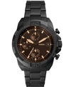 FOSSIL MEN'S BRONSON CHRONOGRAPH BLACK STAINLESS STEEL BRACELET WATCH 44MM