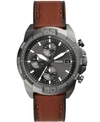 FOSSIL MEN'S BRONSON CHRONOGRAPH BROWN LEATHER STRAP WATCH 44MM