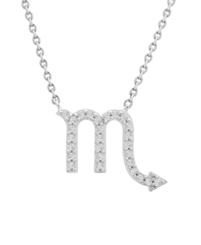 Wrapped Diamond Zodiac Pendant Necklace (1/10 Ct. T.w.) In 14k Yellow Gold Or 14k White Gold In Scorpio White Gold