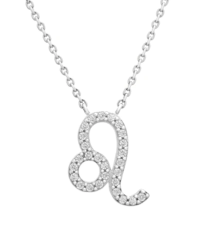 Wrapped Diamond Zodiac Pendant Necklace (1/10 Ct. T.w.) In 14k Yellow Gold Or 14k White Gold In Leo White Gold