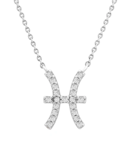 Wrapped Diamond Zodiac Pendant Necklace (1/10 Ct. T.w.) In 14k Yellow Gold Or 14k White Gold In Pisces White Gold