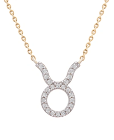 Wrapped Diamond Zodiac Pendant Necklace (1/10 Ct. T.w.) In 14k Yellow Gold Or 14k White Gold In Taurus Yellow Gold