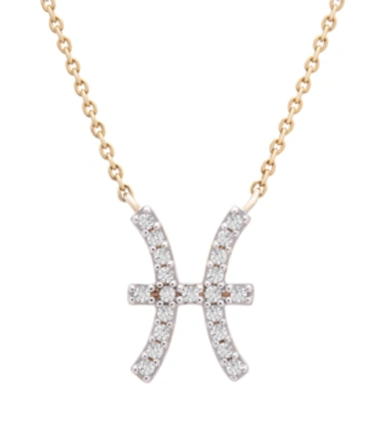 Wrapped Diamond Zodiac Pendant Necklace (1/10 Ct. T.w.) In 14k Yellow Gold Or 14k White Gold In Pisces Yellow Gold