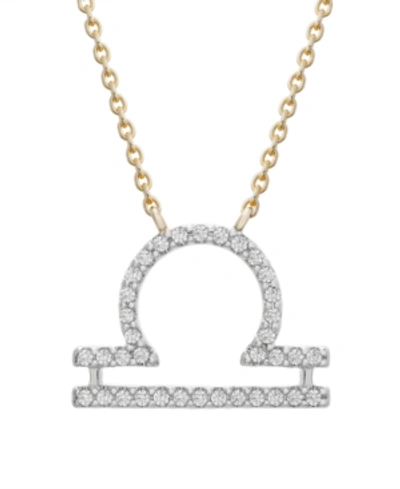 Wrapped Diamond Zodiac Pendant Necklace (1/10 Ct. T.w.) In 14k Yellow Gold Or 14k White Gold In Libra Yellow Gold