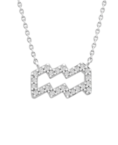 Wrapped Diamond Zodiac Pendant Necklace (1/10 Ct. T.w.) In 14k Yellow Gold Or 14k White Gold In Aquarius White Gold