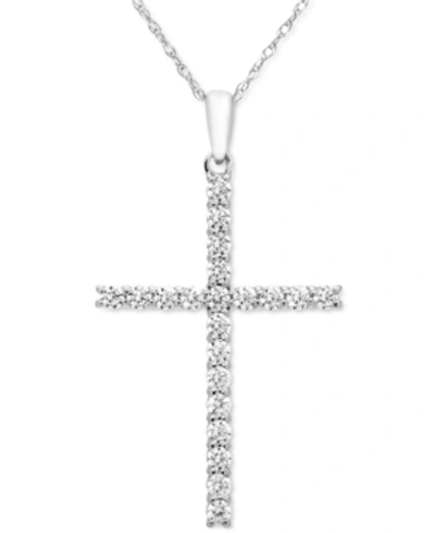 Macy's Diamond Cross 18" Pendant Necklace (1/2 Ct. T.w.) In 14k White, Yellow Or Rose Gold In White Gold