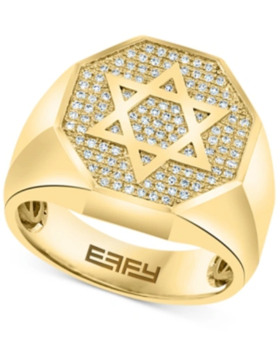 Effy Collection Effy Men's Diamond Star Of David Ring (1/3 Ct. T.w.) In 14k Gold In Yellow Gold