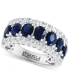 Effy Collection Effy Blue & White Sapphire Ring (3-1/2 Ct. T.w.) & Diamond (1/20 Ct. T.w.) In 14k White Gold. (also In Sapphire