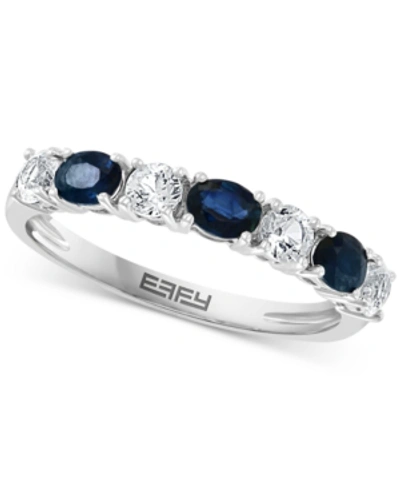 Effy Collection Effy Blue & White Sapphire (1-1/10 Ct. T.w.) Band In 14k White Gold. (also Available In Emerald And In Multi Sapphire