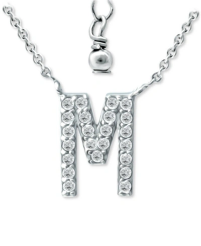 Giani Bernini Cubic Zirconia Initial Pendant Necklace, 16" + 2" Extender, Created For Macy's In Sterling Silver M