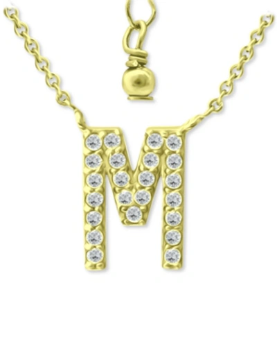 Giani Bernini Cubic Zirconia Initial Pendant Necklace, 16" + 2" Extender, Created For Macy's In Gold Over Silver M