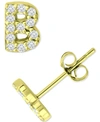 Giani Bernini Cubic Zirconia Initial Stud Earrings, Created For Macy's In Gold Over Silver B