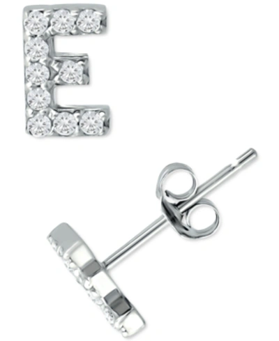 Giani Bernini Cubic Zirconia Initial Stud Earrings, Created For Macy's In Sterling Silver E